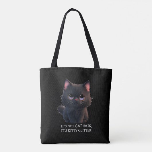 Leuke pluizige zwarte kat tote bag (Achterkant)