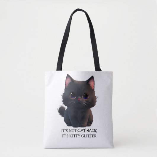 Leuke pluizige zwarte kat tote bag (Voorkant)