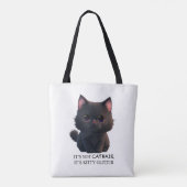 Leuke pluizige zwarte kat tote bag (Achterkant)