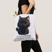 Leuke pluizige zwarte kat tote bag (Dichtbij)
