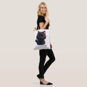 Leuke pluizige zwarte kat tote bag (Op model)