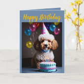 Leuke Poedel Verjaardag Kaart (Gele Bloem)