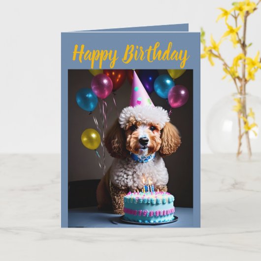 Leuke Poedel Verjaardag Kaart (Gele Bloem)