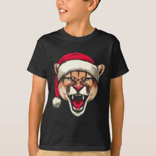Leuke poema met kerstman hoed voor Kerstmis kat T-shirt