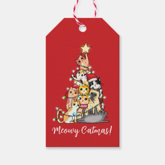 Leuke Poes Katmis Katten Kerstboom Op Maat Cadeaulabel (Voorkant)