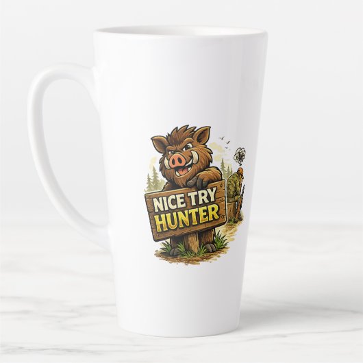 Leuke poging jager latte mok (Links)