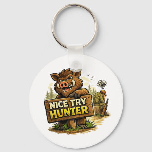 Leuke poging jager sleutelhanger
