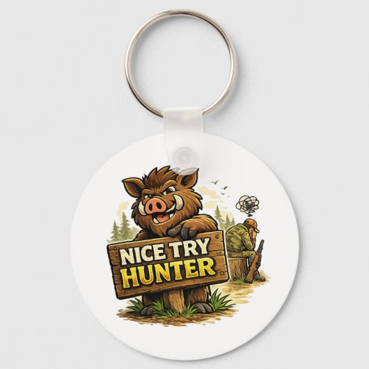 Leuke poging jager sleutelhanger (Voorkant)