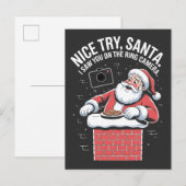 Leuke poging Kerstman, ik zag je op de ringcamera Uitnodiging Briefkaart (Voorkant / Achterkant)