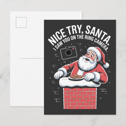 Leuke poging Kerstman, ik zag je op de ringcamera  Uitnodiging Briefkaart (Voorkant / Achterkant)