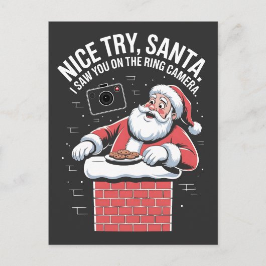 Leuke poging Kerstman, ik zag je op de ringcamera Uitnodiging Briefkaart (Voorkant)