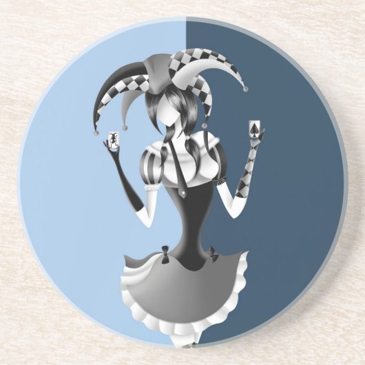 Leuke Poker Spelen Jester Zandsteen Onderzetter (Voorkant)