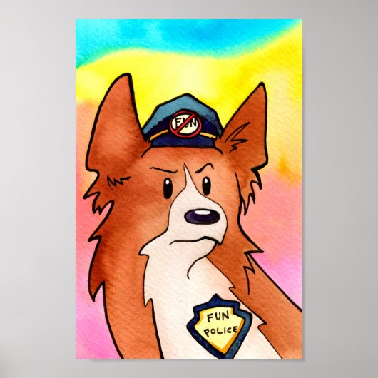 Leuke Politie Waterverf Corgi Poster (Voorkant)