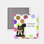 Leuke Polka Dot Black Kitty Cat  magneet (Voorkant / Achterkant)