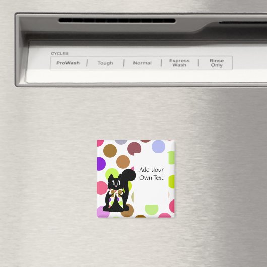 Leuke Polka Dot Black Kitty Cat  magneet (Insitu (Vaatwasser))