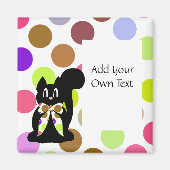 Leuke Polka Dot Black Kitty Cat  magneet (Voorkant)