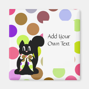 Leuke Polka Dot Black Kitty Cat magneet