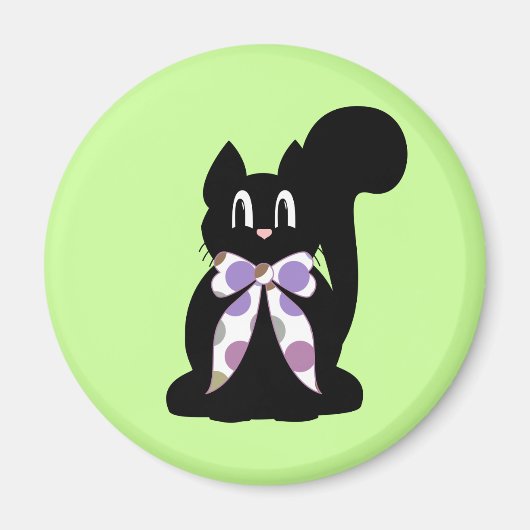 Leuke Polka Dot Black Kitty Cat Magnet (Voorkant)