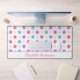 Leuke Polka Dot Roze Paarse Blauw Bureaumat