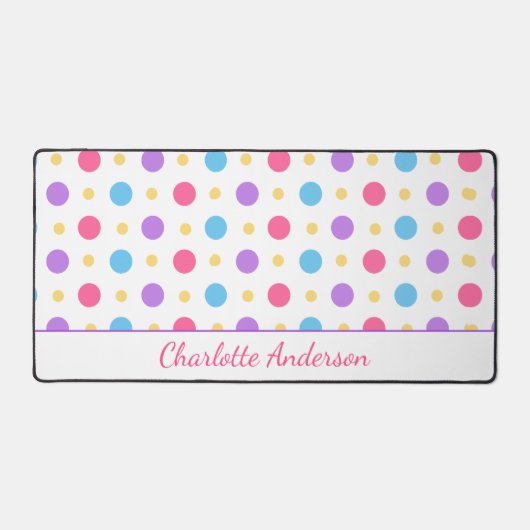 Leuke Polka Dot Roze Paarse Blauw Bureaumat (Voorkant)
