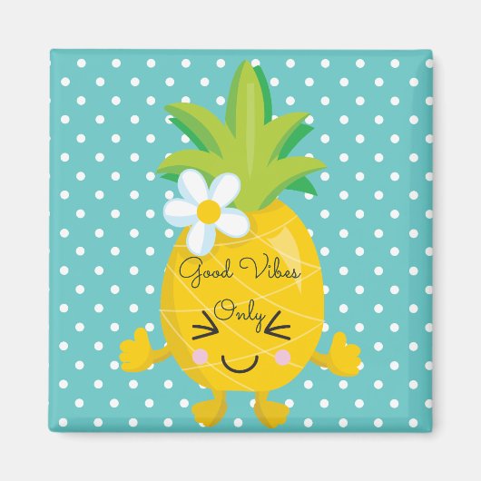 Leuke Polka Dots en Ananas Magnet (Voorkant)