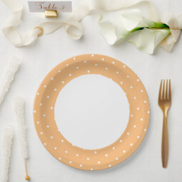 Leuke polka gestippeld licht Sinaasappel buitenran Papieren Bordje