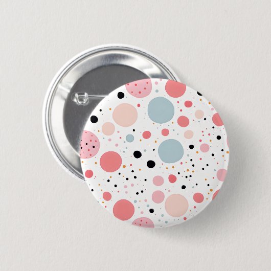 Leuke polka stippen patroon wit ronde button 5,7 cm (Voorkant /achterkant)