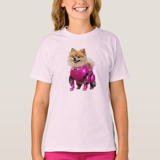 Leuke Pomeranian Robot Kinder T-Shirt (Voorkant)