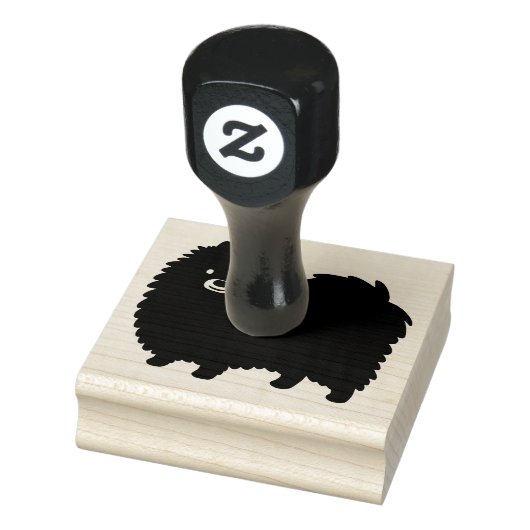Leuke Pommerse Cartoon Hond Zwart Pom Pommie Rubberstempel (Stempel)