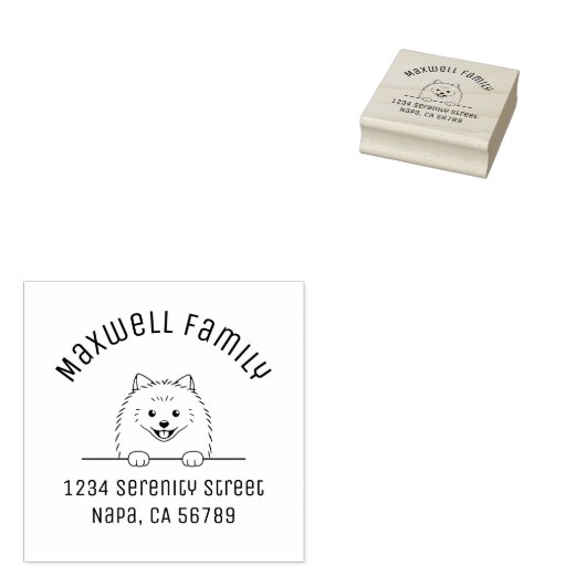 Leuke Pommerse Hond Boog Familie Adres Rubberstempel (Gestempeld)