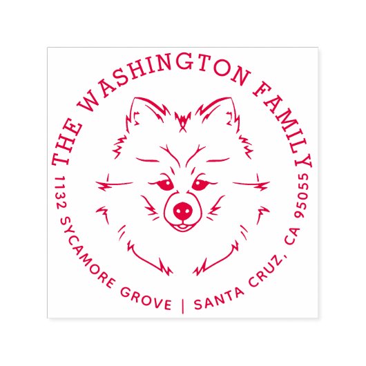 Leuke Pommerse Hond Familienaam Retouradres Zelfinktende Stempel (Design)