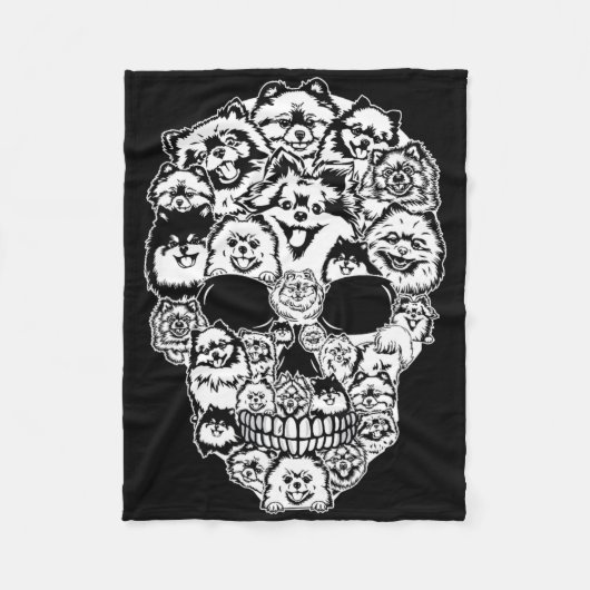 Leuke Pommerse Skull Dog Skelet Halloween Fleece Deken (Voorkant)