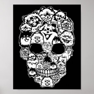 Leuke Pommerse Skull Dog Skelet Halloween Poster