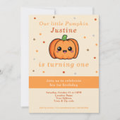 Leuke pompoen 1e verjaardag uitnodiging (Voorkant)