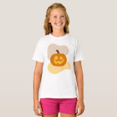 Leuke pompoen & Abstracte Blob Shape Halloween Gir T-shirt (Voorkant volledig)