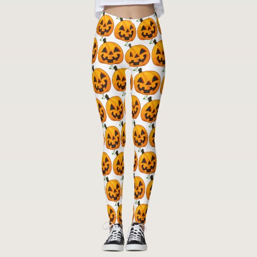 Leuke pompoen All-Over-Print Leggings (Voorkant)