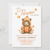 Leuke Pompoen Beer Herfst Baby shower Invitation Kaart (Voorkant)