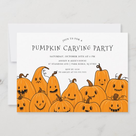Leuke pompoen carving Halloween Party Kaart (Voorkant)