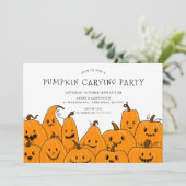 Leuke pompoen carving Halloween Party Kaart (Staand voorkant)