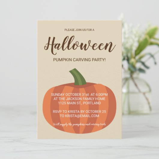 Leuke pompoen carving Halloween Party Kaart (Staand voorkant)