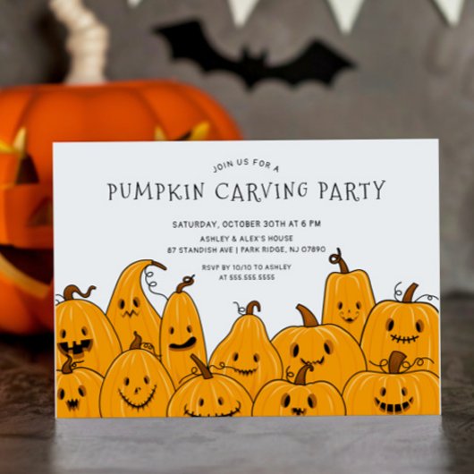Leuke pompoen carving Halloween Party Kaart