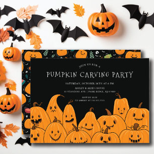 Leuke pompoen carving Halloween Party Kaart