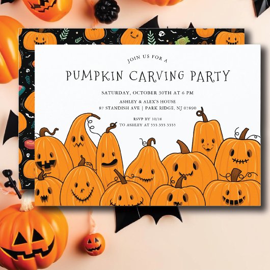 Leuke pompoen carving Halloween Party Kaart
