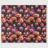 Leuke pompoen cupcake patroon kinder halloween cadeaupapier (Vlak)