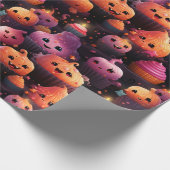 Leuke pompoen cupcake patroon kinder halloween cadeaupapier (Hoek)