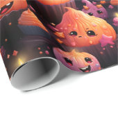 Leuke pompoen cupcake patroon kinder halloween cadeaupapier (Rol Hoek)