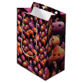 Leuke pompoen cupcake patroon kinder halloween medium cadeauzakje (Voorkant Gekanteld)