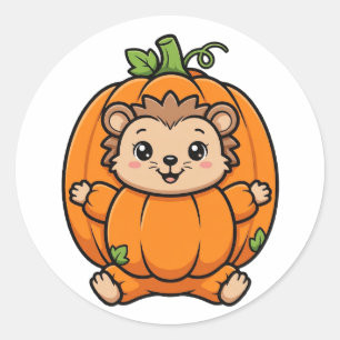 Leuke Pompoen Egel Halloween Sticker