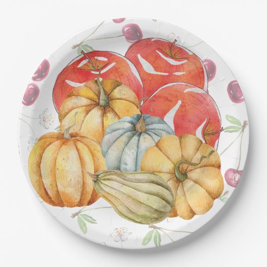 Leuke pompoen en appels Herfst seizoen Papieren Bordje (Voorkant)