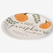 Leuke pompoen eucalyptus Herfst Baby shower Papieren Bordje (Gekanteld)